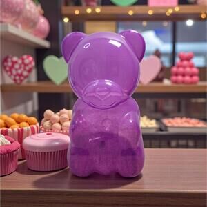 🐻💜💜NEW WAY TO CELEBRATE VALENTINES DAY PURPLE PLASTIC GUMMY BEAR CONTAINER